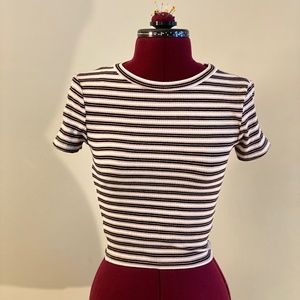 H&M Short Sleeve Stripped Cropped T-Shirt  XS
